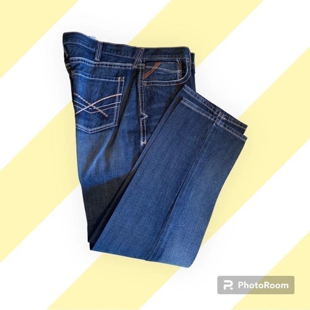 Ariat Arrowhead Deadrun Jeans Slim Straight Leg Five-Pockets Dark Wash M 40x32 - Picture 4 of 16